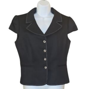 Tahari by Arthur S Levine - Stitch Accent Short Sleeve Blazer Jacket - 10 - LN